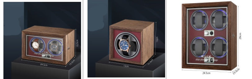 Vertical Solid Wood Leather Automatic Mechanical Watch Winder Storage Box