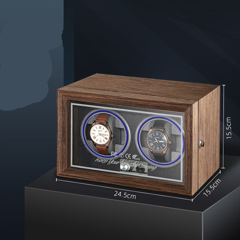 Vertical Solid Wood Leather Automatic Mechanical Watch  Winder Storage Box