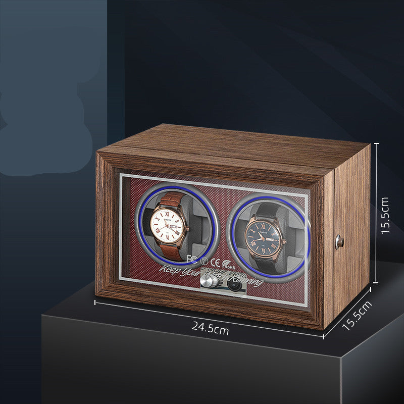 Vertical Solid Wood Leather Automatic Mechanical Watch  Winder Storage Box