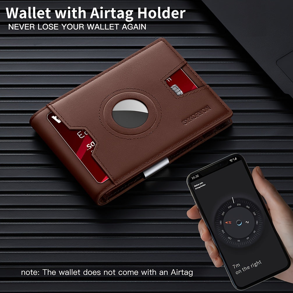 Genuine Leather Bifold Wallet For Men, Slim, RFID Blocking Card holder