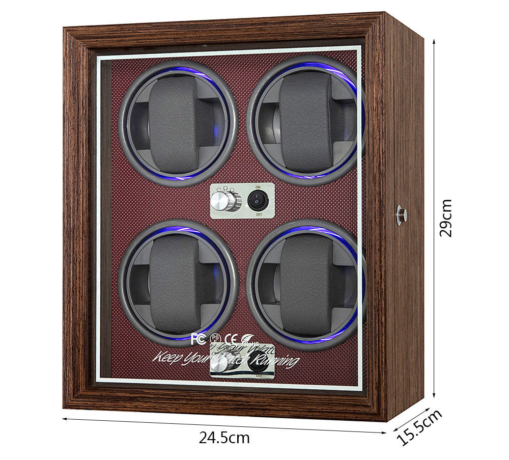 Vertical Solid Wood Leather Automatic Mechanical Watch  Winder Storage Box