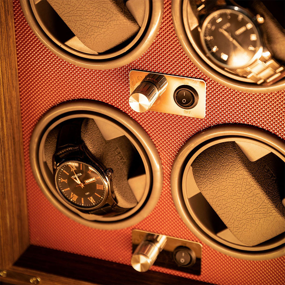 Vertical Solid Wood Leather Automatic Mechanical Watch  Winder Storage Box